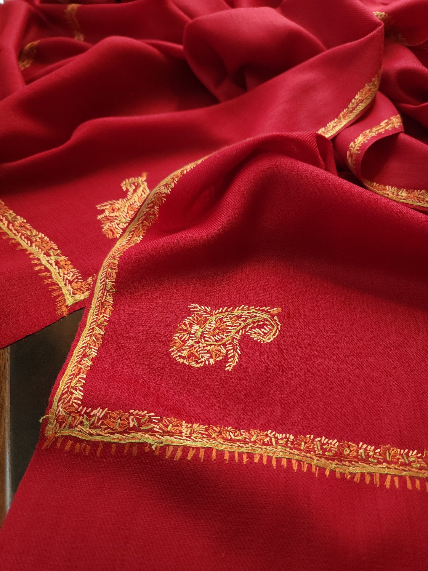 Kashmiri Needlework Shawl - Maroon