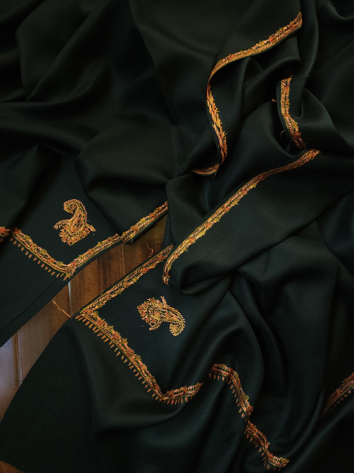 Kashmiri Needlework Shawl - Black