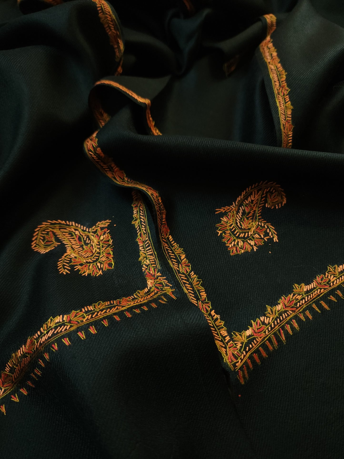 Kashmiri Needlework Shawl - Black