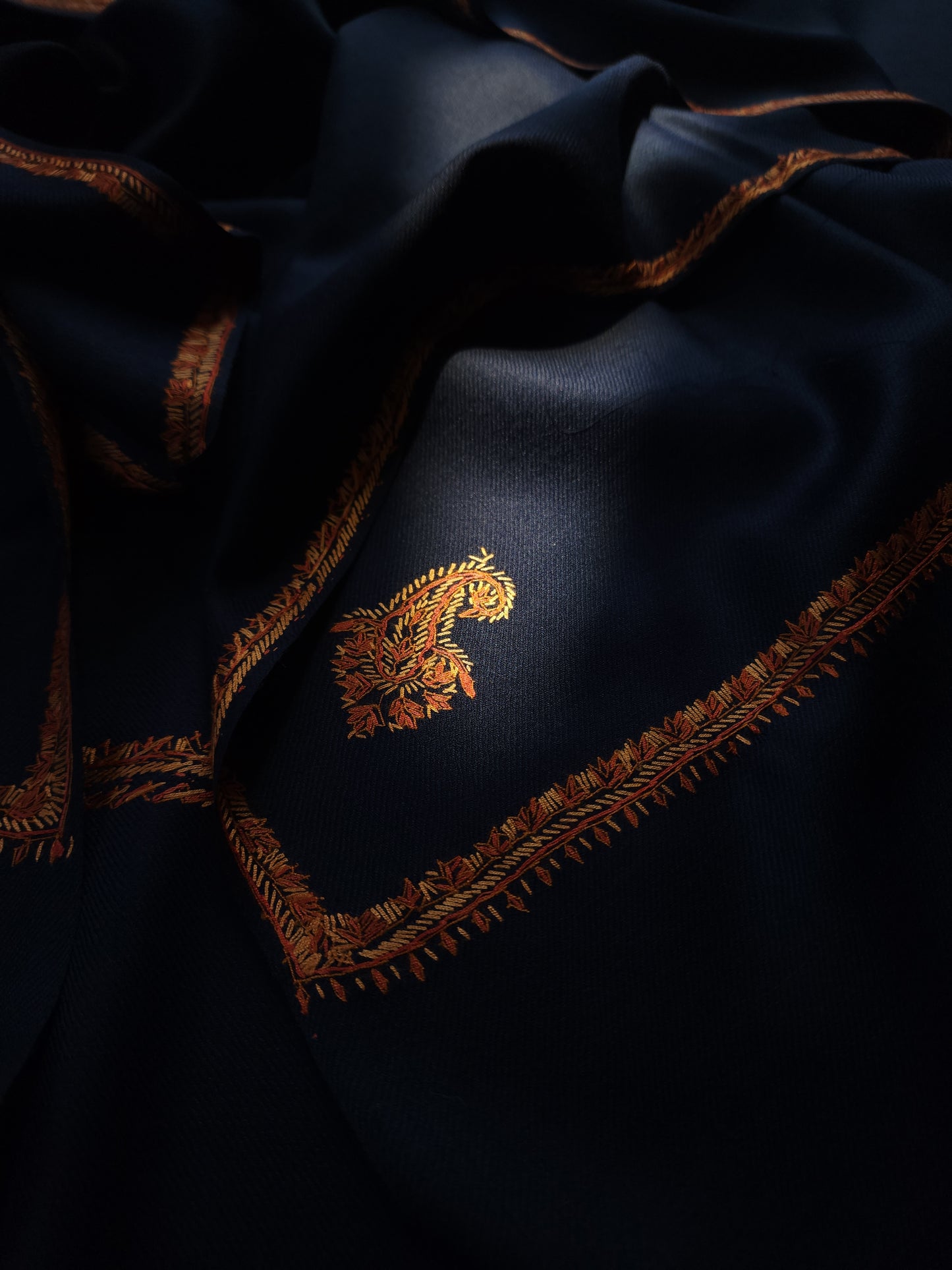 Kashmiri Needlework Shawl - Royal Blue