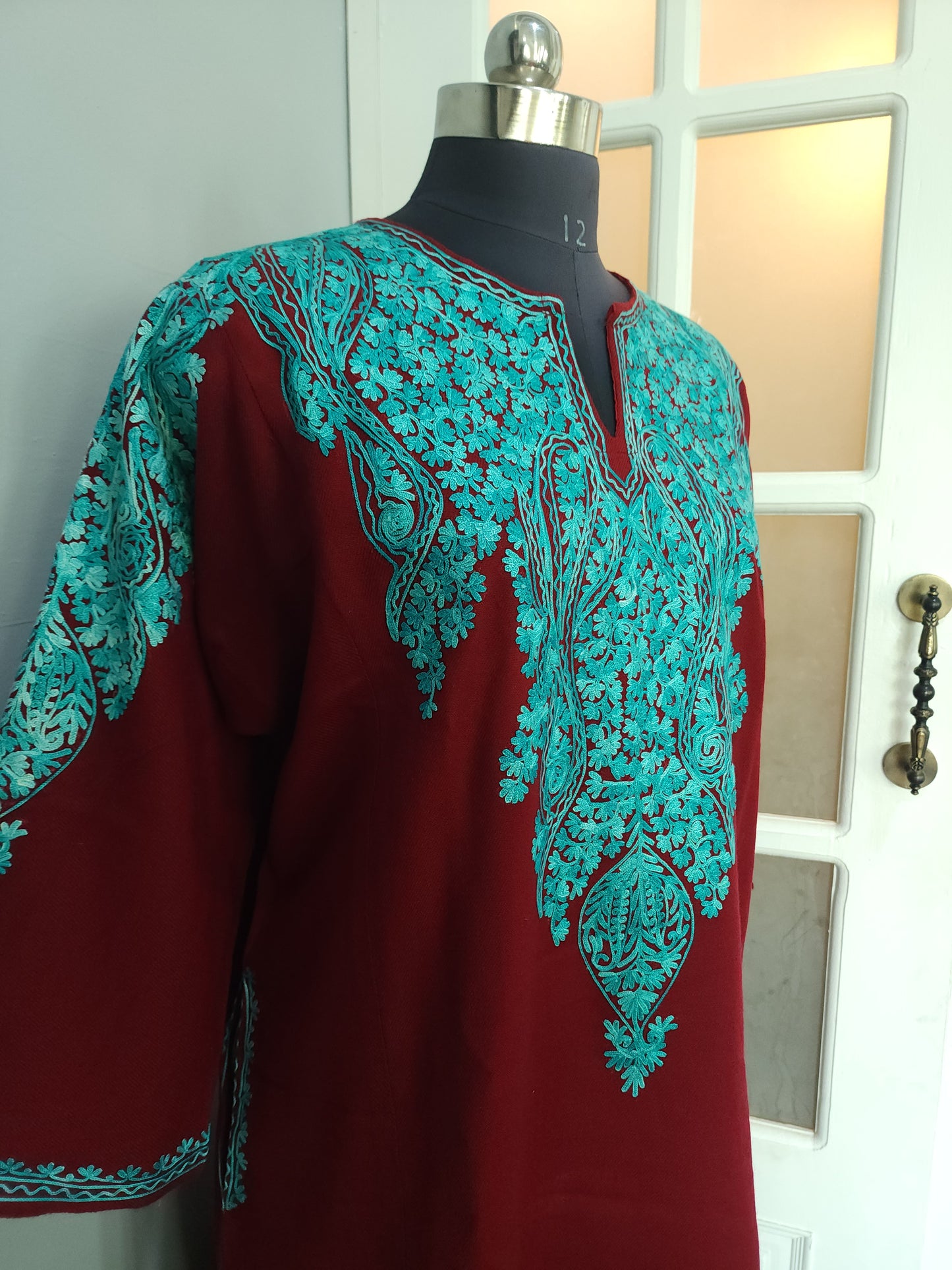Handmade Maroon Pheran Designer