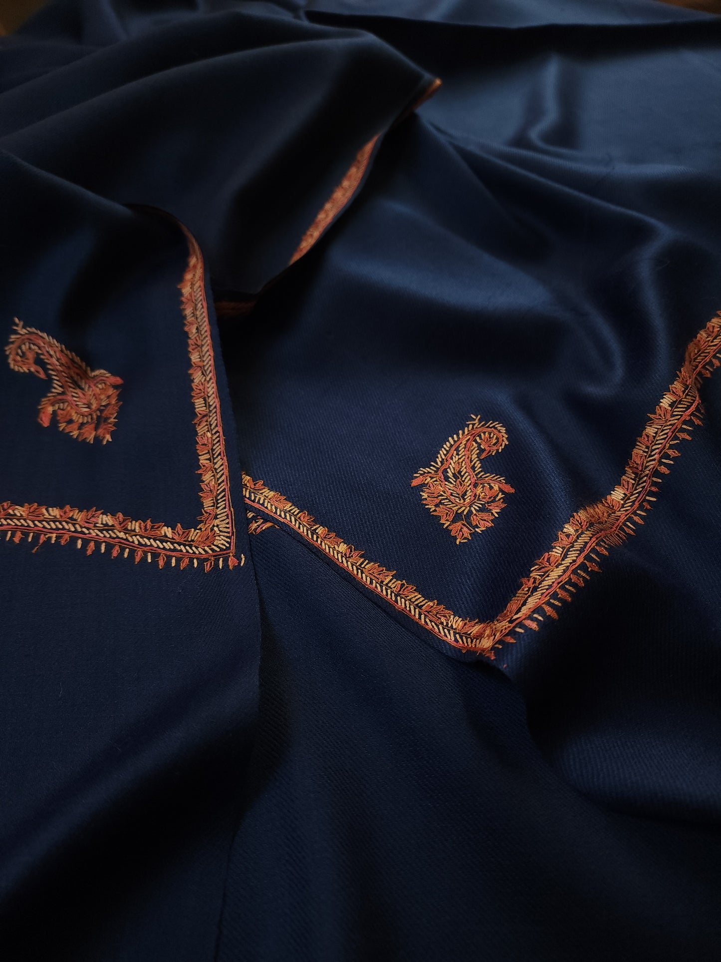 Kashmiri Needlework Shawl - Royal Blue