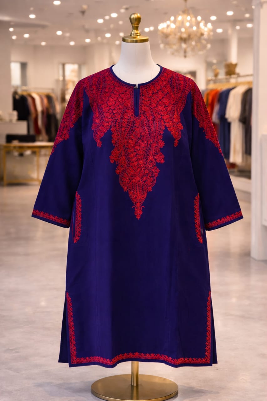 Kashmiri Designer Pheran - Navy Blue