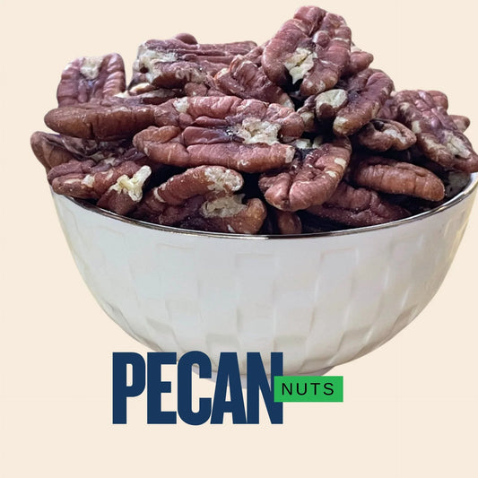 Raw natural pecan nut halves