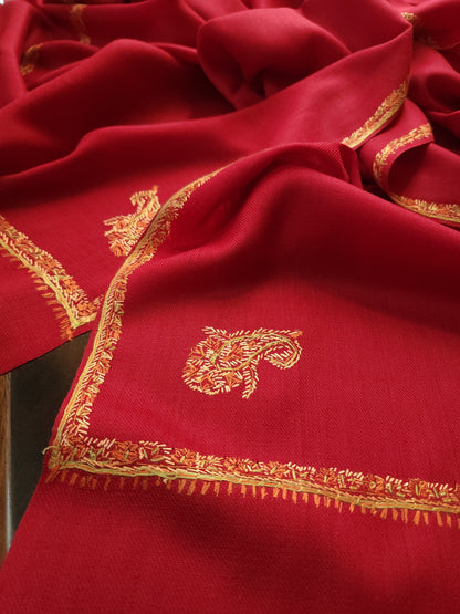 Kashmiri Needlework Shawl - Maroon