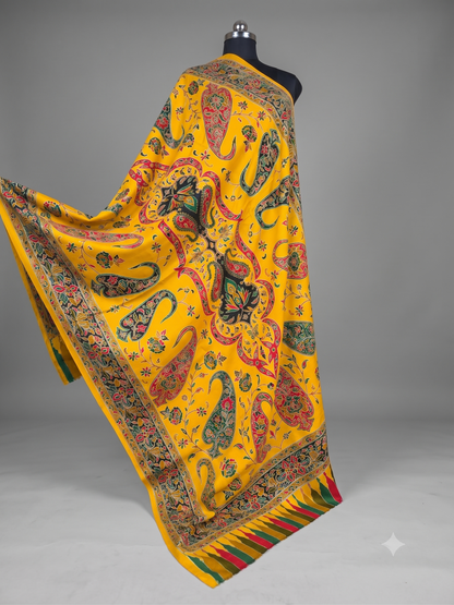 Kalamkari Toosha Shawl - Mustard