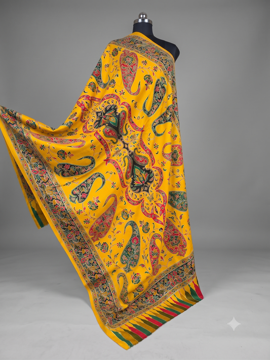 Kalamkari Toosha Shawl - Mustard