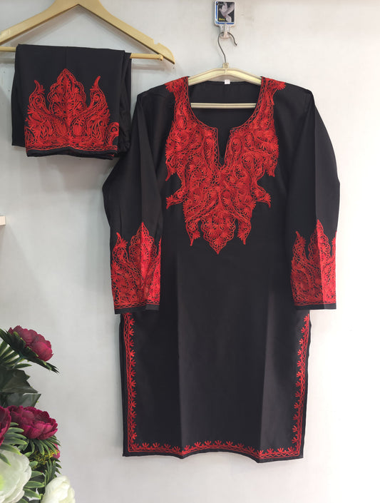 Kashmiri Designer Coordset Red Black