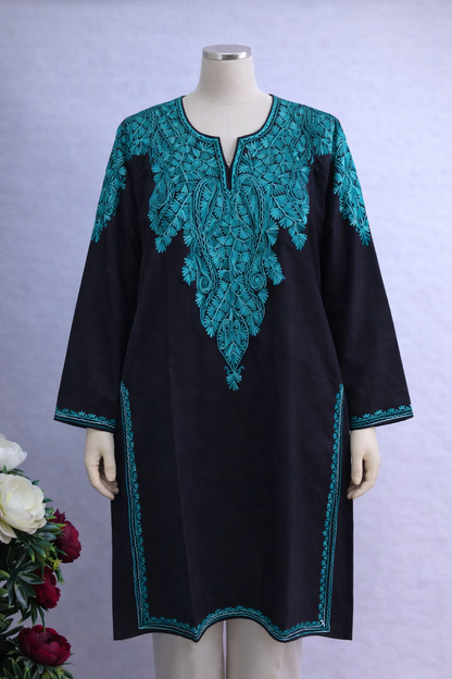 Kashmiri Designer Pheran - Black Green