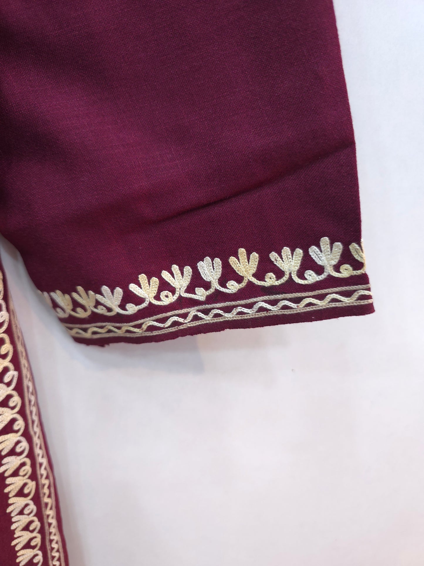 Kashmiri Cotton Kurti long - Maroon