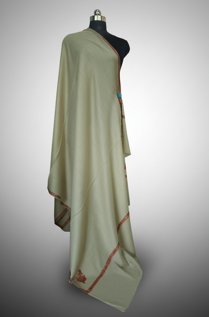 Kashmiri Needlework Shawl - Beige