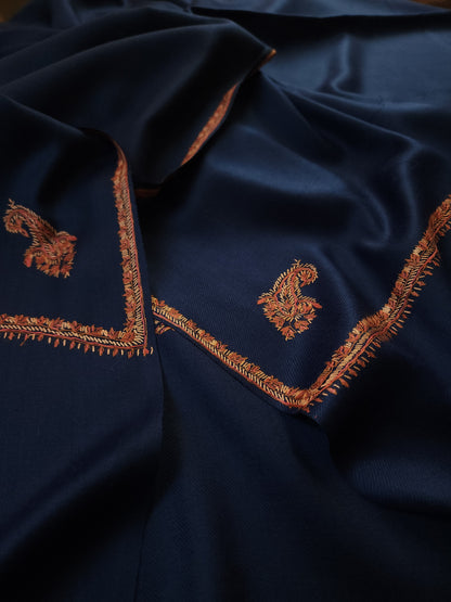 Kashmiri Needlework Shawl - Royal Blue