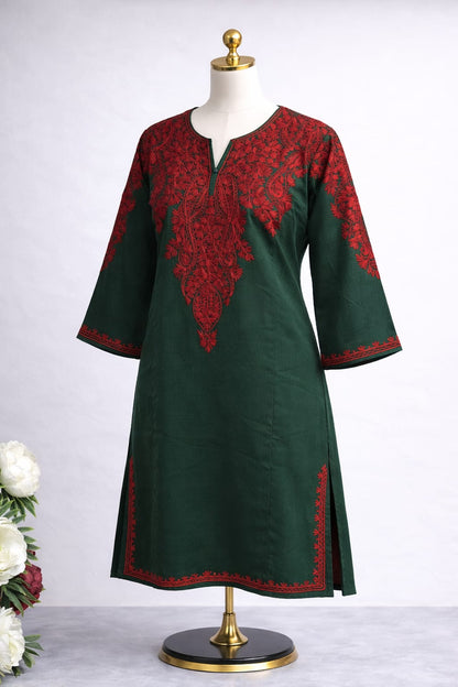 Kashmiri Designer Pheran - Green
