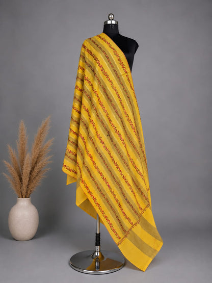 Kalamkari Tilla Toosha Shawl  - Mustard