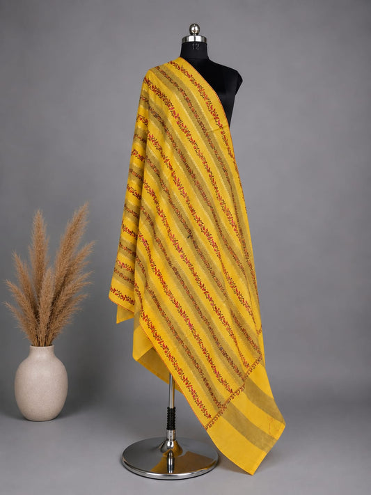 Kalamkari Tilla Toosha Shawl  - Mustard