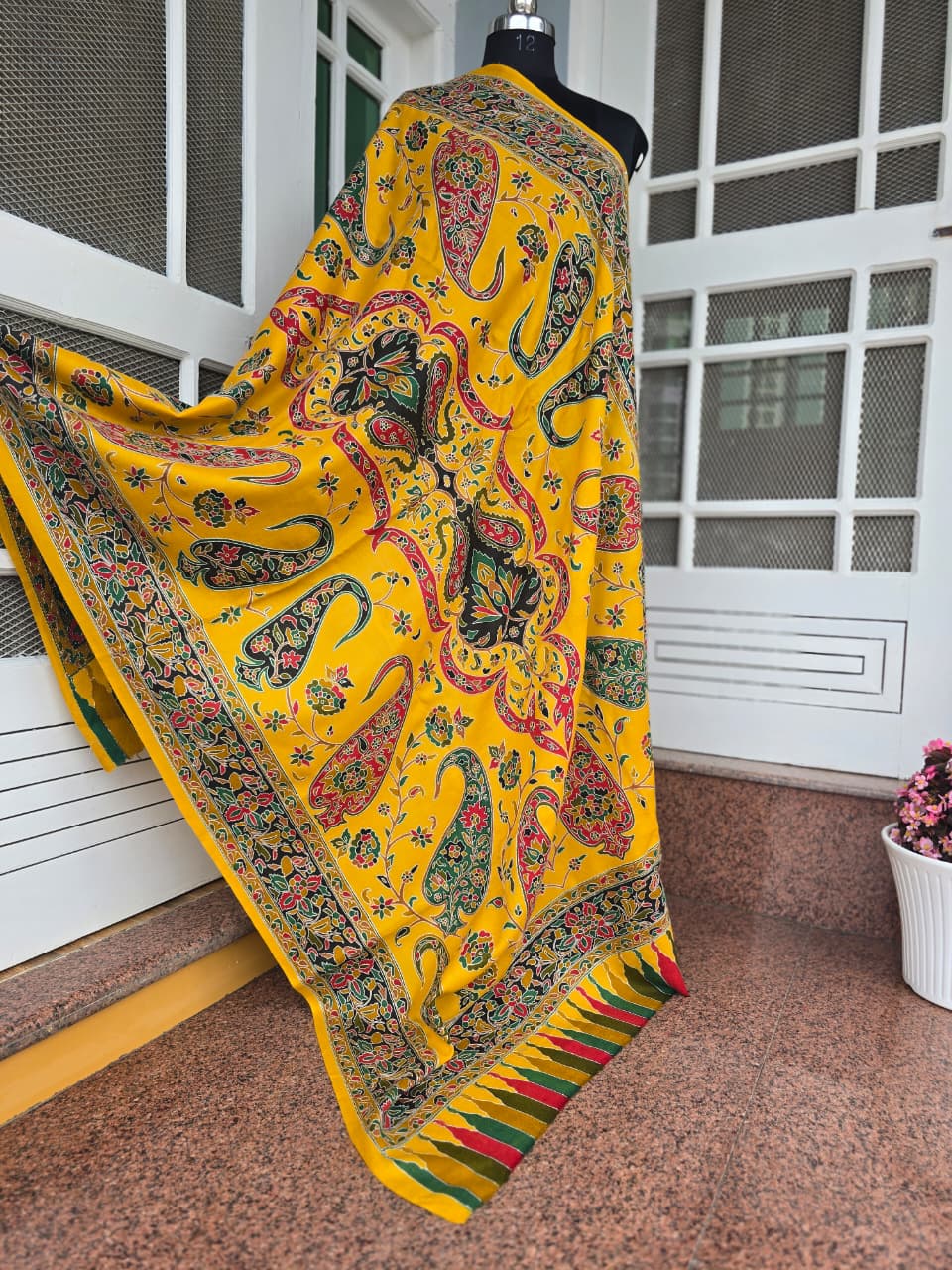 Kalamkari Toosha Shawl - Mustard