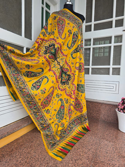 Kalamkari Toosha Shawl - Mustard